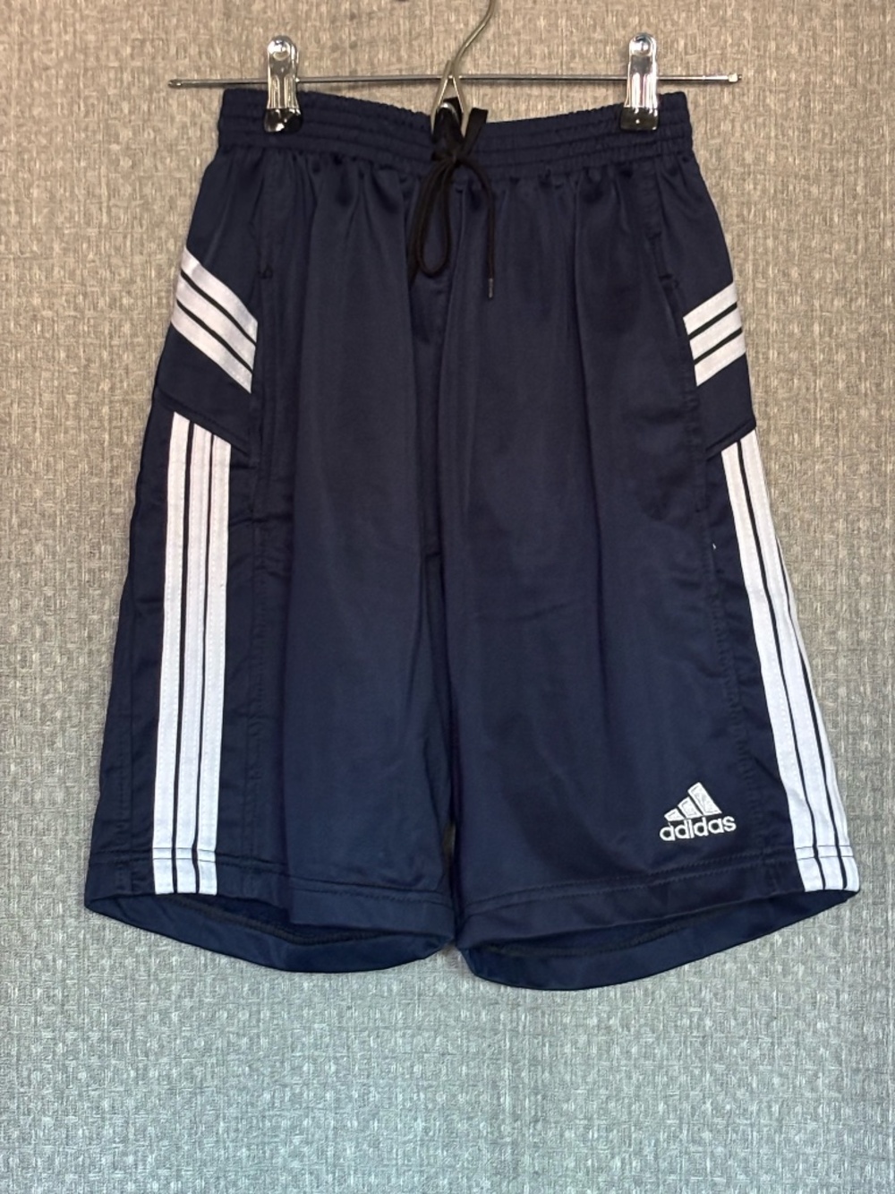 Adidas Boys Medium Navy 3-Stripe Athletic Basketball Shorts